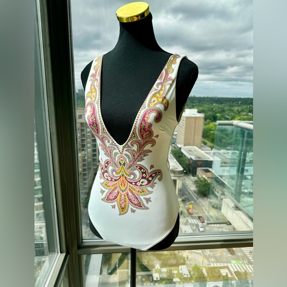 🆕 ZIMMERMANN 🧿 NWOT Teddy Paisley Plunge Bathing Suit, Sz 0 - MISSING BELT - Picture 12 of 16